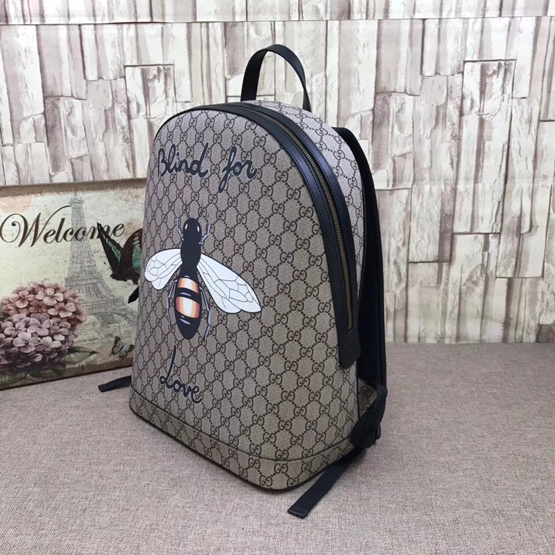 Replica Gucci Bee print GG Supreme backpack 419584 with high quality