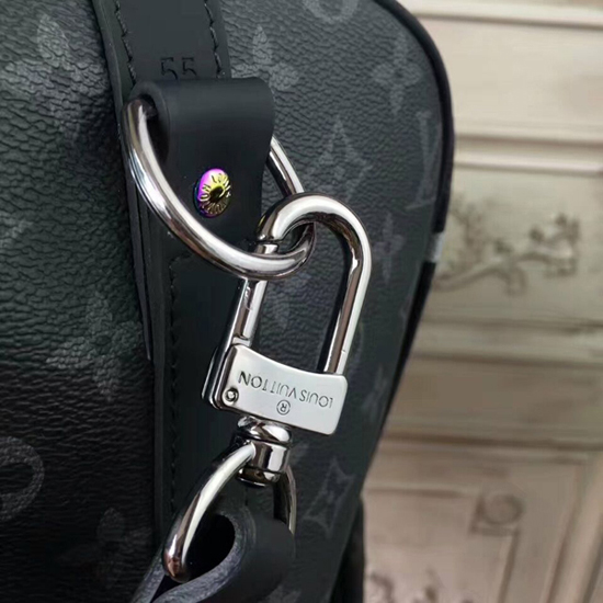 Louis Vuitton M43414 Keepall 55 Bandouliere Duffel Bag Monogram Eclipse Canvas