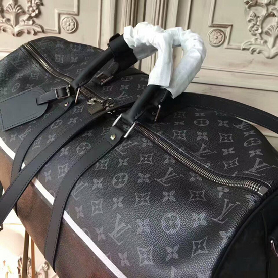 Louis Vuitton M43414 Keepall 55 Bandouliere Duffel Bag Monogram Eclipse Canvas