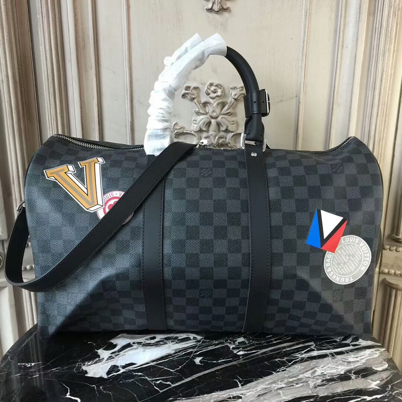 Louis Vuitton Keepall 45 Bandouliere N41057 Damier Graphite Stickers
