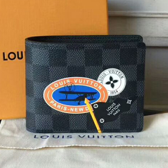 Louis Vuitton Multiple Wallet N64439 Damier Graphite Stickers