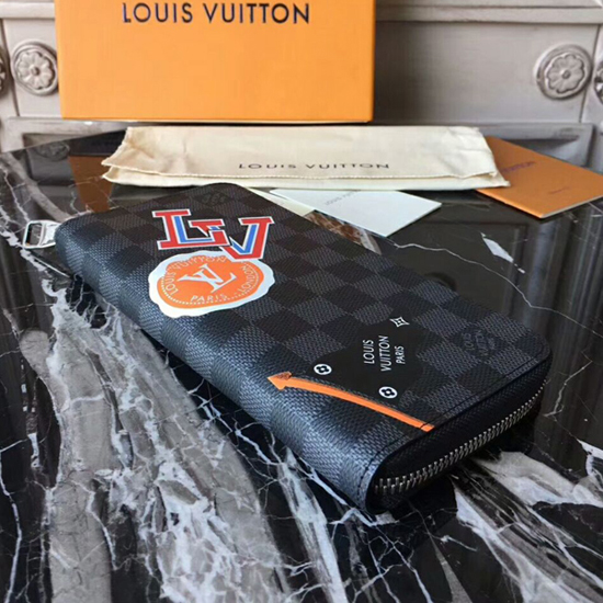 Louis Vuitton Zippy Wallet Vertical N64443 Damier Graphite Stickers