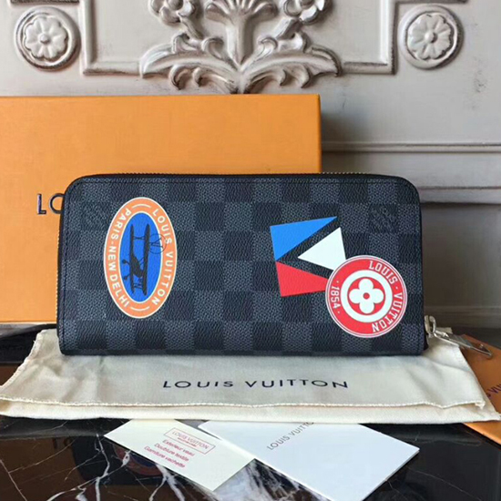 Louis Vuitton Zippy Wallet Vertical N64443 Damier Graphite Stickers