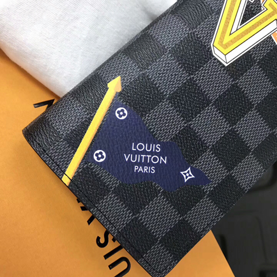 Louis Vuitton Brazza Wallet N64438 Damier Graphite Stickers