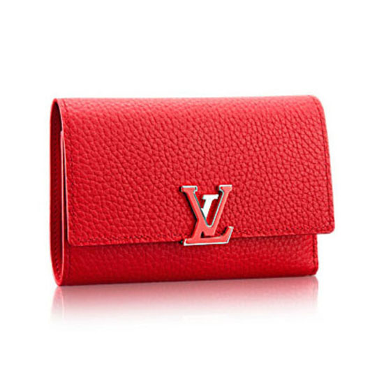 Louis Vuitton Taurillon Capucines Compact Wallet Marine Rouge