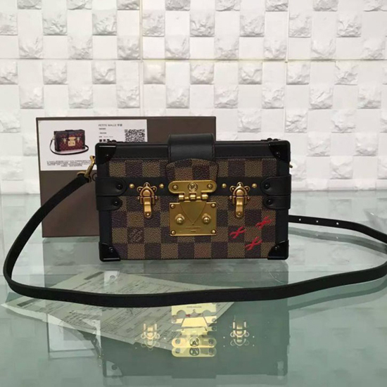 Louis Vuitton N41003 Petite Malle Crossbody Bag Damier Ebene Canvas