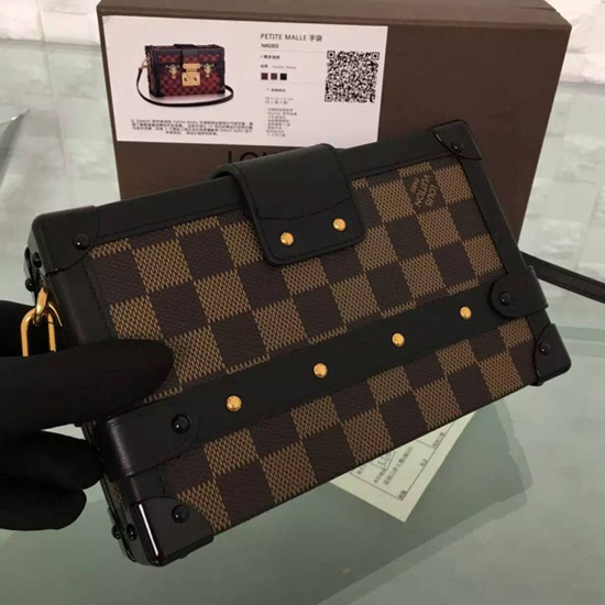 Louis Vuitton N41003 Petite Malle Crossbody Bag Damier Ebene Canvas