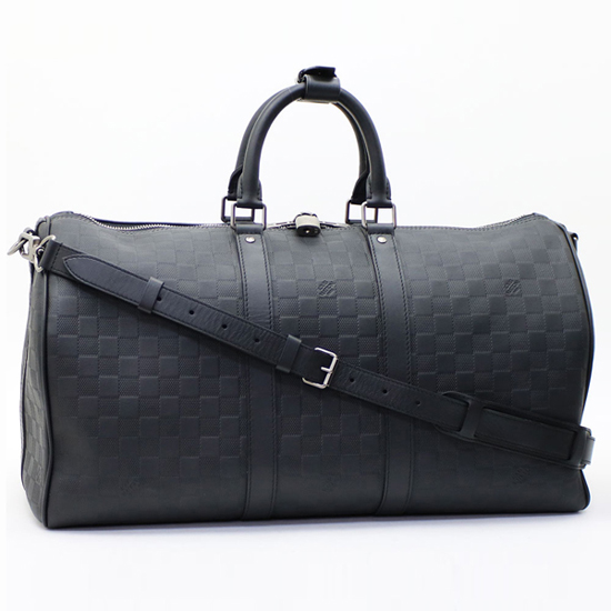 Louis Vuitton Black Damier Infini Leather Keepall Bandouliere 45