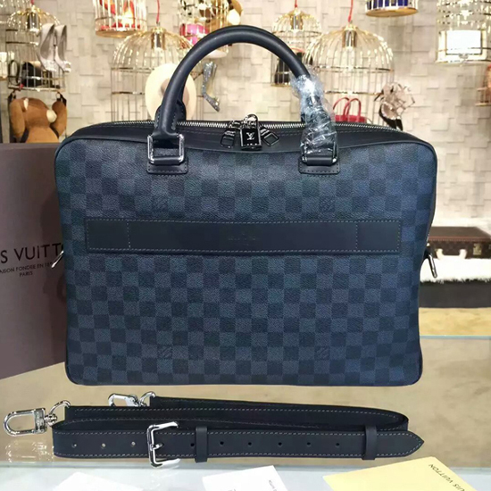 Louis Vuitton N41347 Porte-Documents Business Briefcase Damier Cobalt Canvas