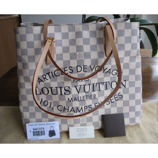 Louis Vuitton N41375 Cabas MM Shoulder Bag Damier Azur Canvas