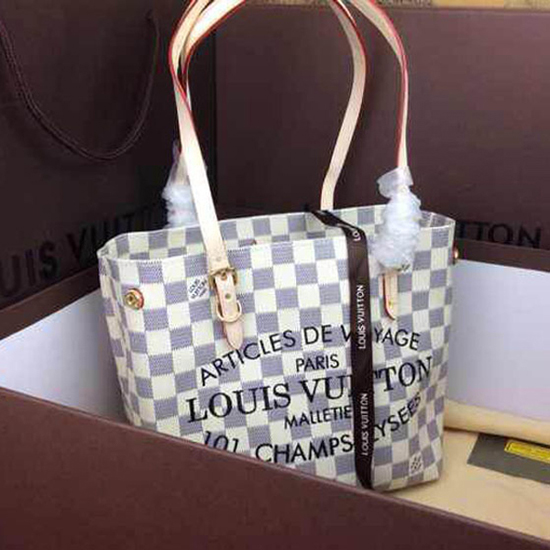 Louis Vuitton N41376 Cabas PM Shoulder Bag Damier Azur Canvas