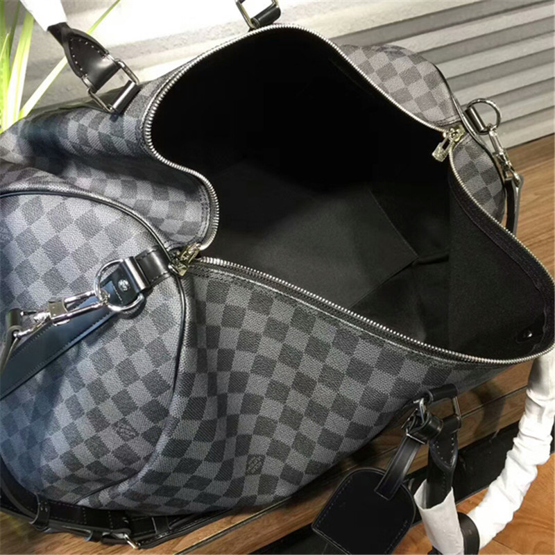 Louis Vuitton N41413 Keepall Bandouliere 55 Duffel Bag Damier Graphite Canvas