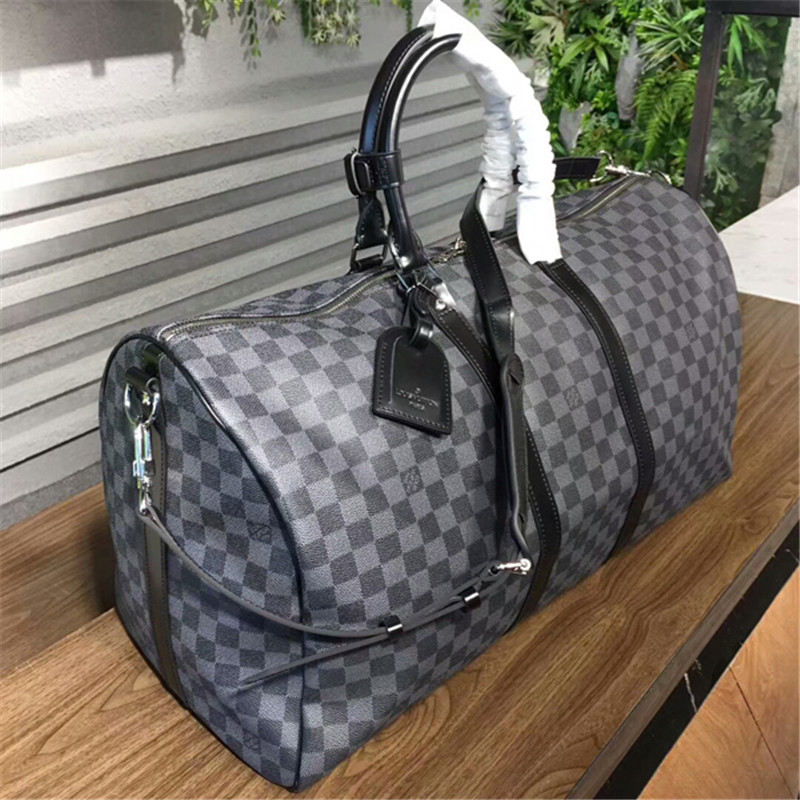 Shop Louis Vuitton DAMIER GRAPHITE 2020 Cruise Keepall Bandoulière 55  (N41413) by PinkMimosa