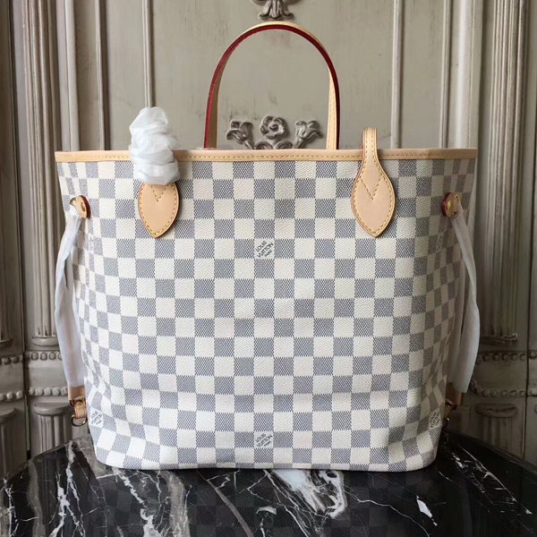 Louis Vuitton N41605 Neverfull MM Shoulder Bag Damier Azur Canvas