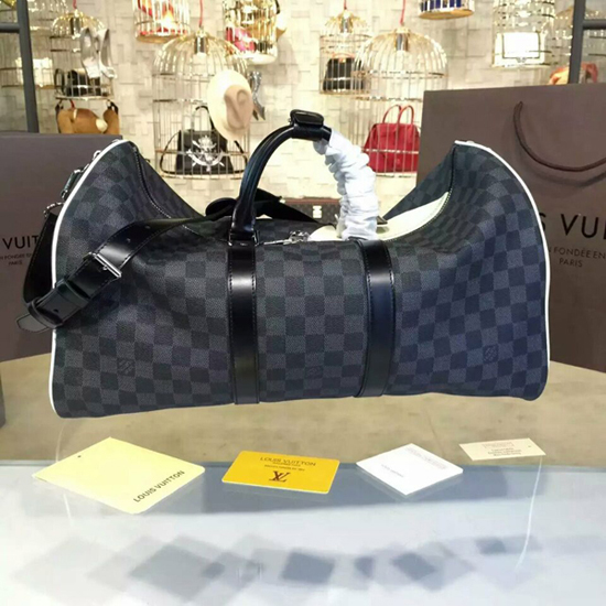 Louis Vuitton N41617 Keepall Bandouliere 45 Duffel Bag Damier Cobalt Canvas