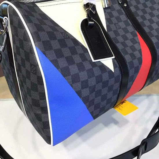 Louis Vuitton N41617 Keepall Bandouliere 45 Duffel Bag Damier Cobalt Canvas