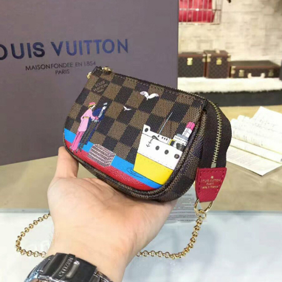 Louis Vuitton N41667 Mini Pochette Accessoires Damier Ebene Canvas