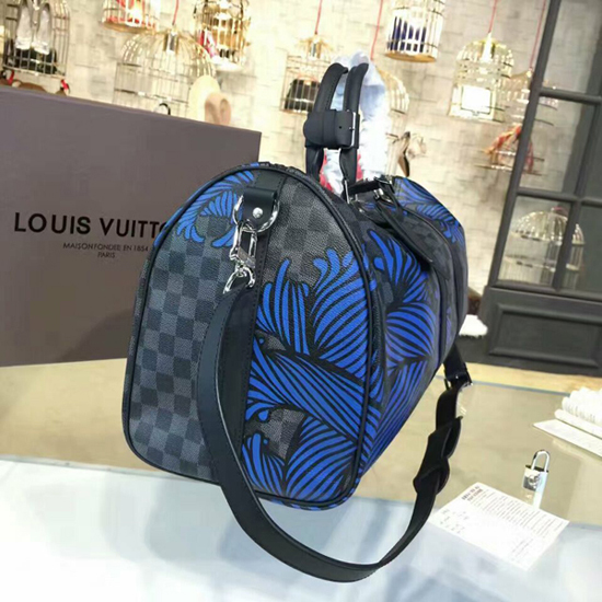 Louis Vuitton N41700 Keepall Bandouliere 45 Duffel Bag Damier Graphite Canvas