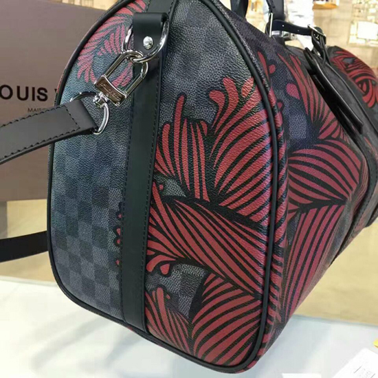 Louis Vuitton N41701 Keepall Bandouliere 45 Duffel Bag Damier Graphite Canvas