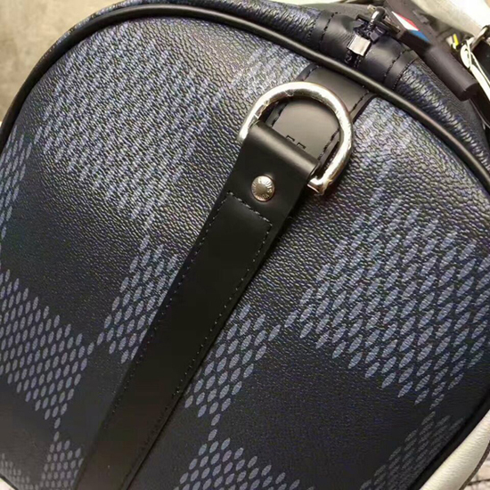 Louis Vuitton N44009 Keepall 55 Bandouliere Duffel Bag Damier Cobalt Canvas