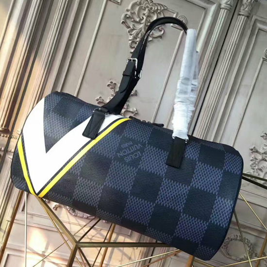 Louis Vuitton N44013 Sac Polochon Duffel Bag Damier Cobalt Canvas