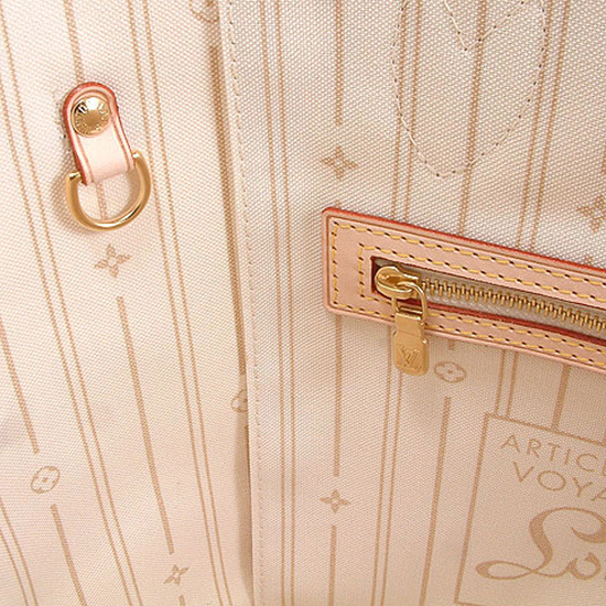 Louis Vuitton N51107 Neverfull MM Shoulder Bag Damier Azur Canvas