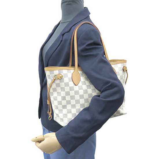 Louis Vuitton N51110 Neverfull PM Shoulder Bag Damier Azur Canvas