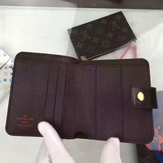 Louis Vuitton N61668 Zip Compact Wallet Damier Ebene Canvas