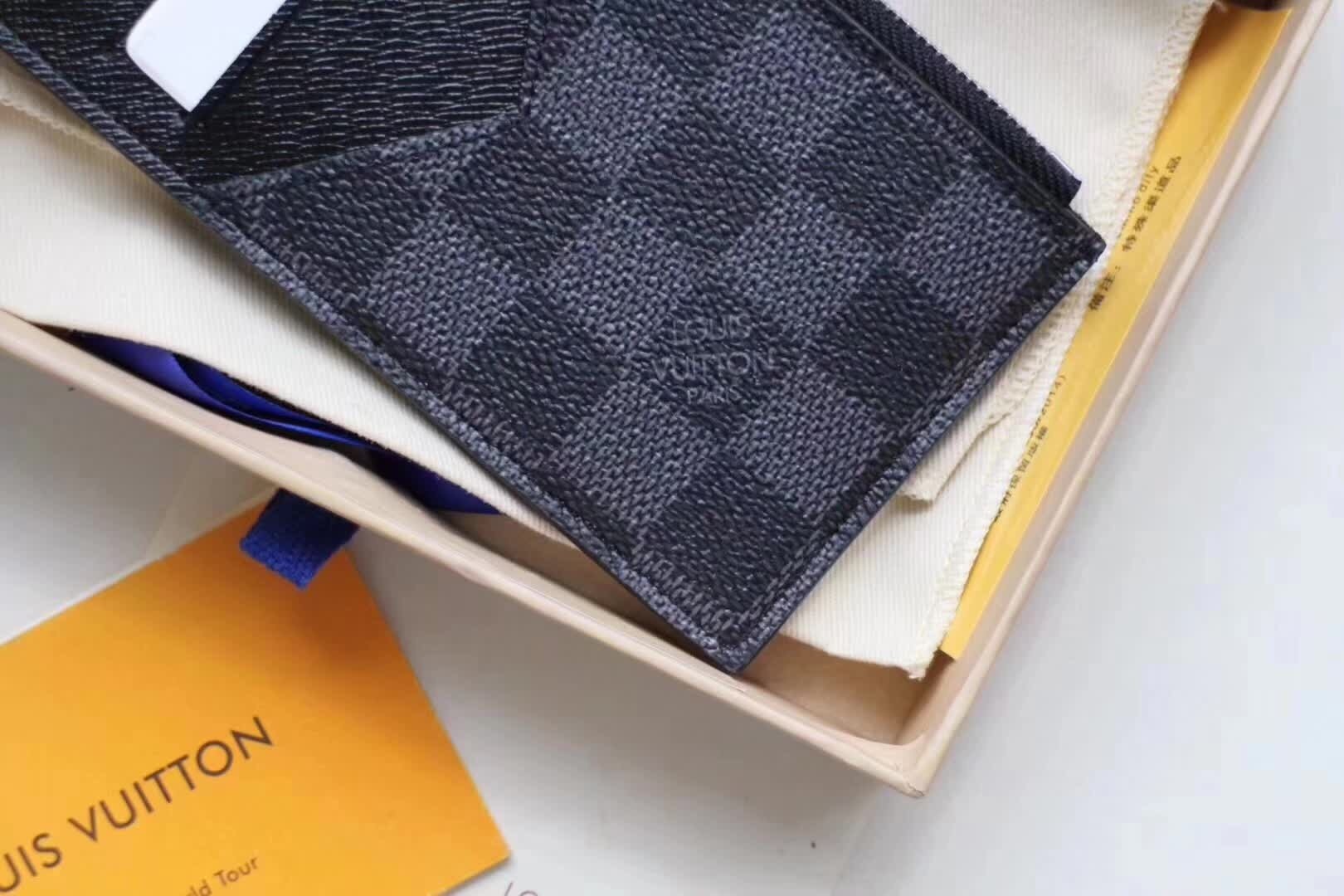 Louis Vuitton Replica Men's Double Card Holder M62170 Damier Graphite Canvas  - AAAReplica