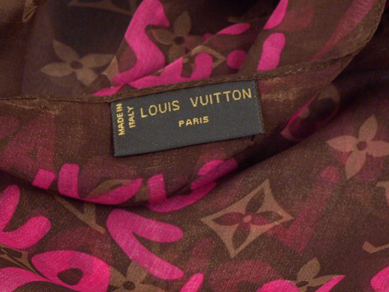 Louis Vuitton Pink & Brown Stephen Sprouse Graffiti Monogram Scarf