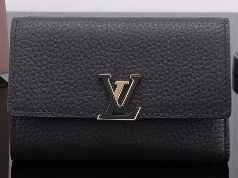 High Quality Replica Louis Vuitton Taurillon Leather Capucines Compact Wallet Noir m62157 -Fake ...