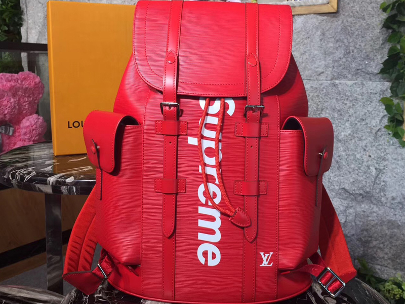 Replica Louis Vuitton X Supreme Christopher Backpack Epi Pm Red